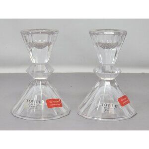 Vintage Towle Pair Of Fine Lead Crystal Taper Candle Holders Elegant Design‎